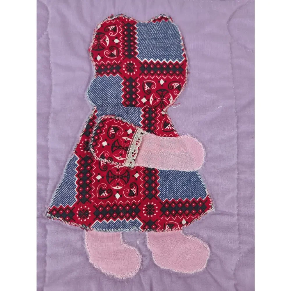 Vintage Cutter Quilt Piece 12” x 12” Sunbonnet Sue & Overall Sam Red Dress